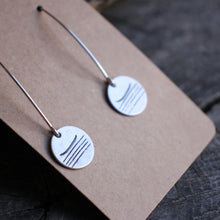 Load image into Gallery viewer, Boat Stamped on Water on Disc Dangle Earrings