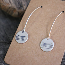 Load image into Gallery viewer, Boat Stamped on Water on Disc Dangle Earrings
