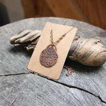 Load image into Gallery viewer, flower Mandala stamped on copper disc necklace