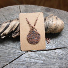 Load image into Gallery viewer, flower Mandala stamped on copper disc necklace