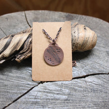 Load image into Gallery viewer, Fern Stamped on Copper Disc Necklace