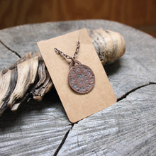 Load image into Gallery viewer, Flower Mandala Stamped on Copper Disc Mandala Necklace