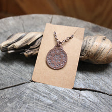 Load image into Gallery viewer, Flower Mandala Stamped on Copper Disc Mandala Necklace
