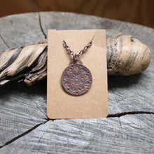 Load image into Gallery viewer, Flower Mandala Stamped on Copper Disc Mandala Necklace