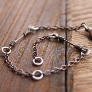 Silver and Copper Link Bracelet