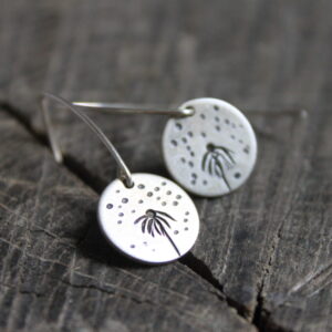 Silver Coneflower Earrings