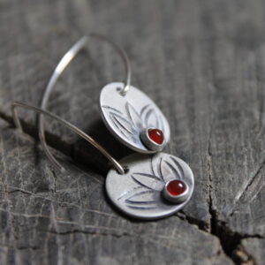 Silver Mandala and Carnelian Earrings