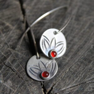 Silver Mandala and Carnelian Earrings